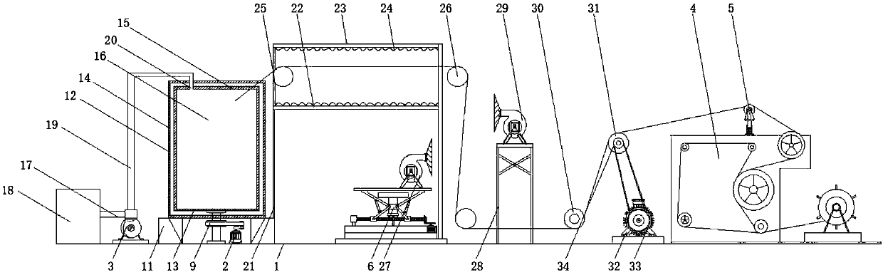 Chemical-fabric dyeing and drying automatic rolling machine