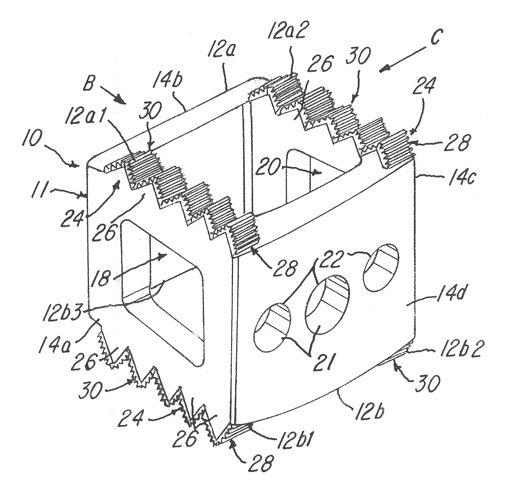 Composite orthopedic implant having a low friction material substrate with primary frictional features and secondary frictional features