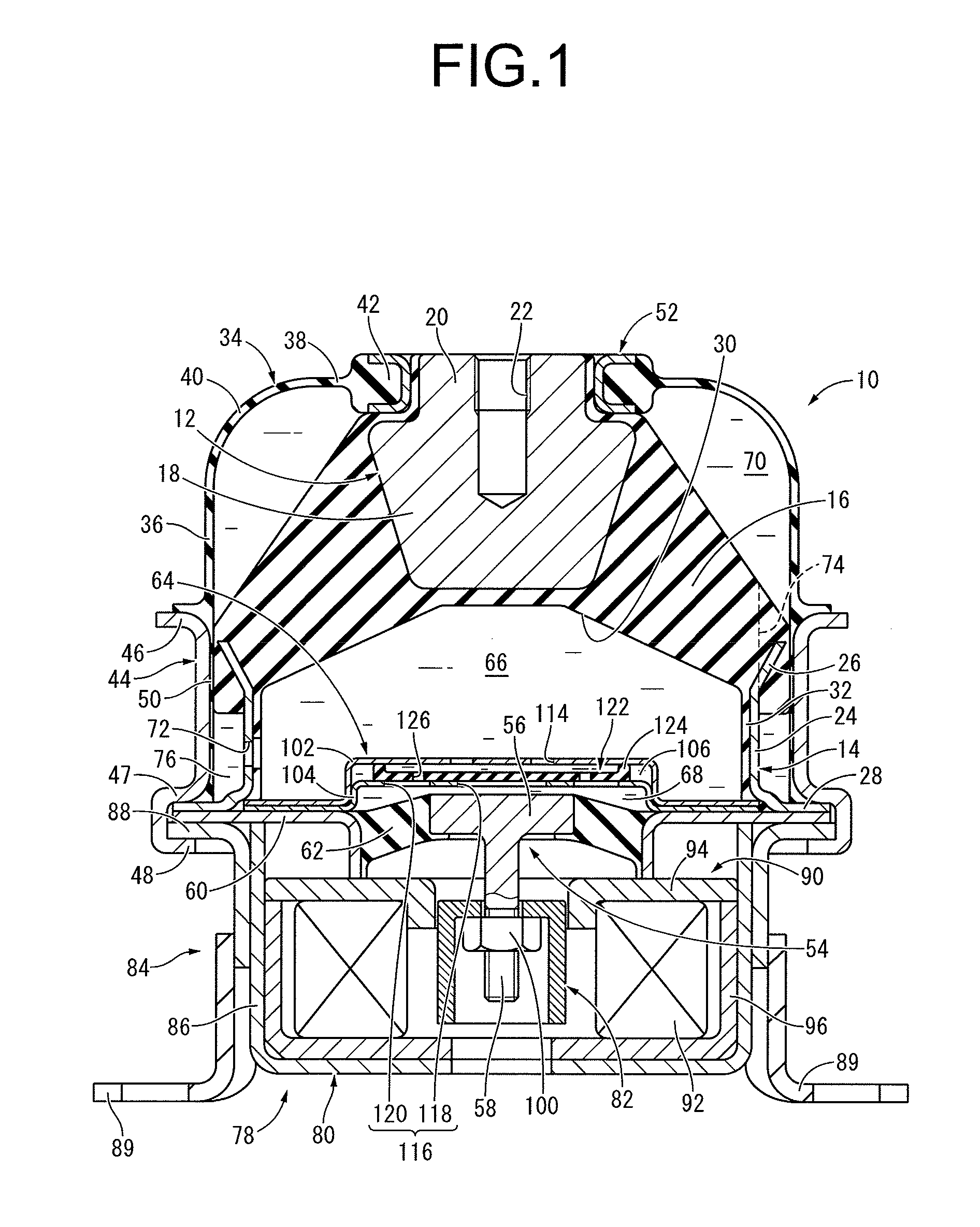 Fluid-filled active vibration-damping device