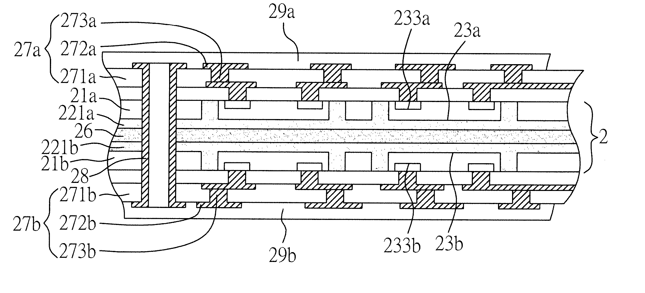 Stack Structure of Carrier Board Embedded with Semiconductor Components and Method for Fabricating the same