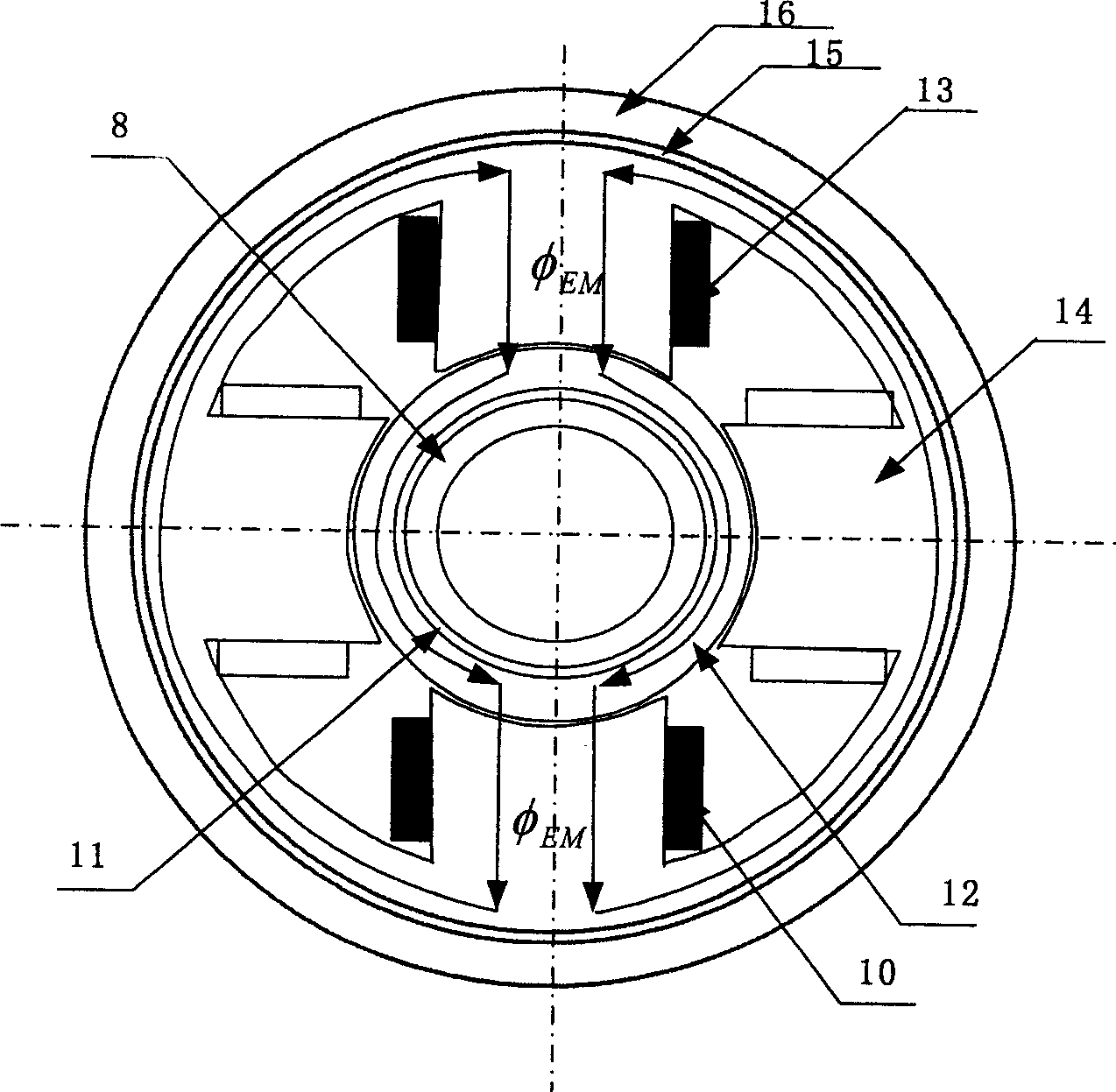 Low-loss mixed excitation internal rotor radial magnetic-suspension bearing