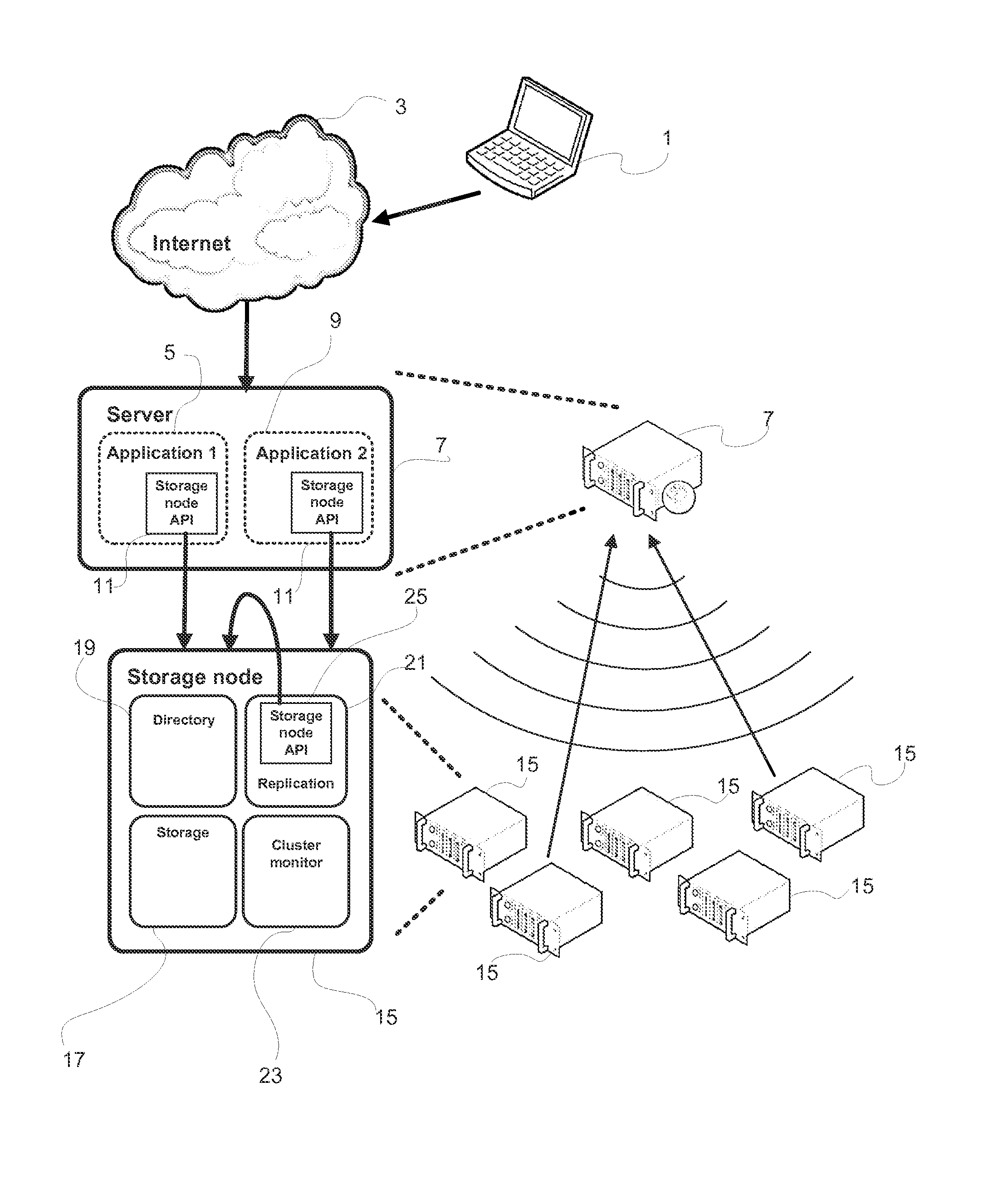 Method And Device For Writing Data To A Data Storage System Comprising A Plurality Of Data Storage Nodes