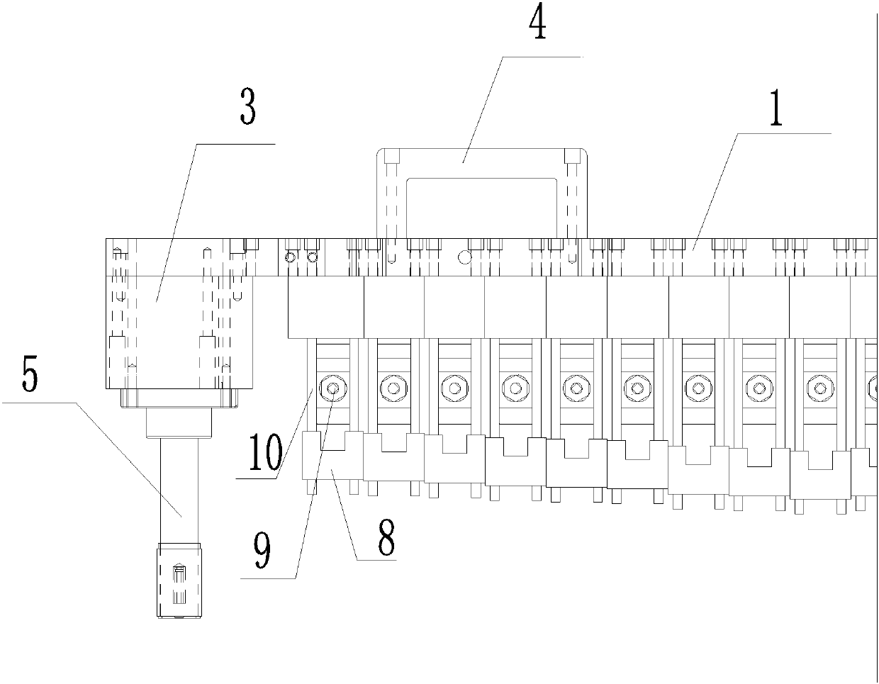 Panoramic sunroof guide rail arc pressing all-purpose die