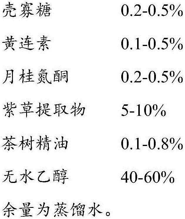 Natural antibacterial spraying agent