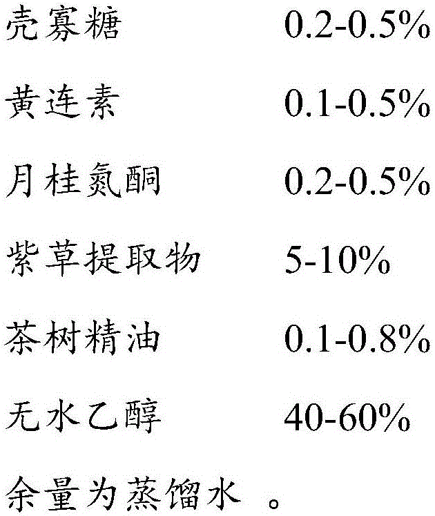 Natural antibacterial spraying agent