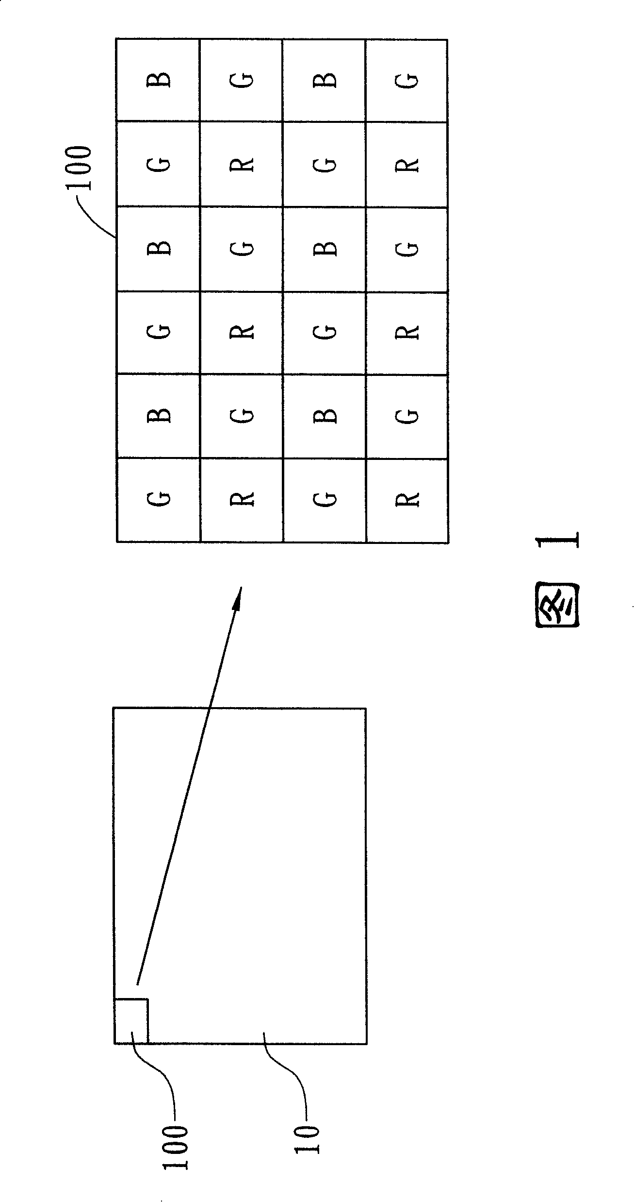 Color interpolation complement method for bel filter chip array image