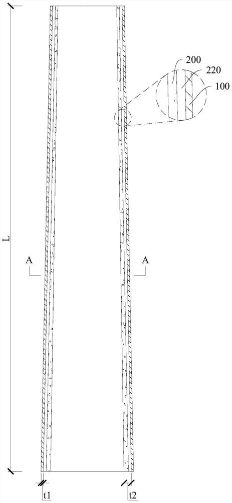 Non-prestressed glass reinforced plastic pipe-ultra-high performance concrete composite electric pole and preparation method thereof