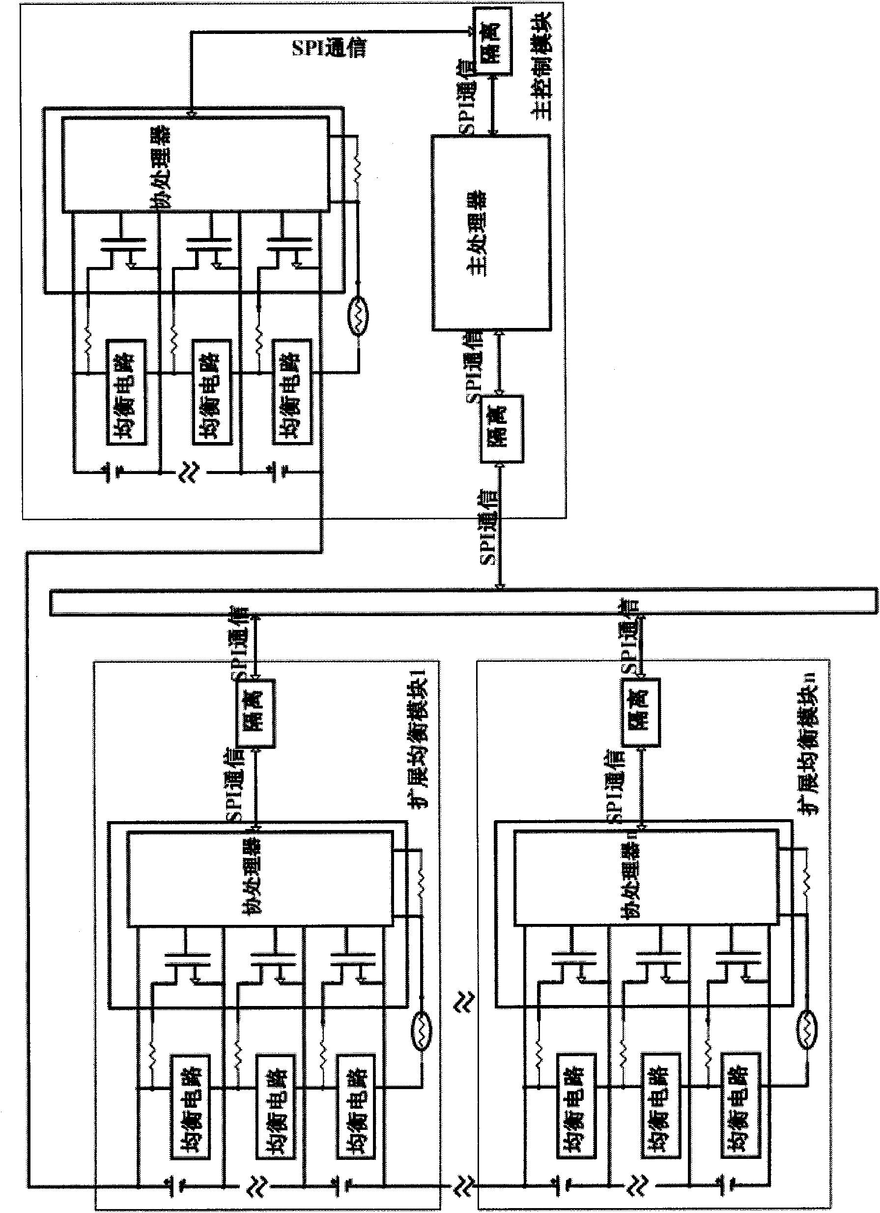 Active equalizing and protecting system of stackable series-connected lithium battery