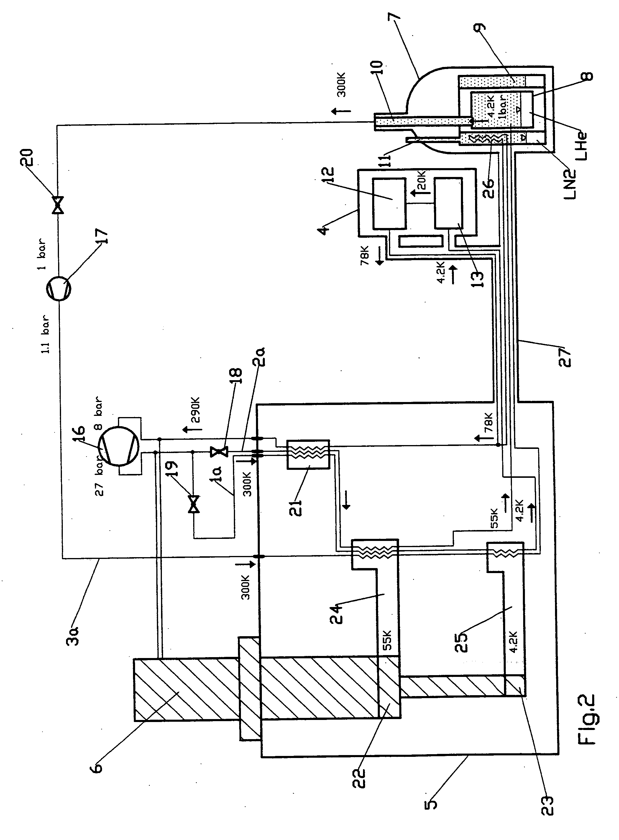 NMR spectrometer with a common refrigerator for cooling an NMR probe head and cryostat