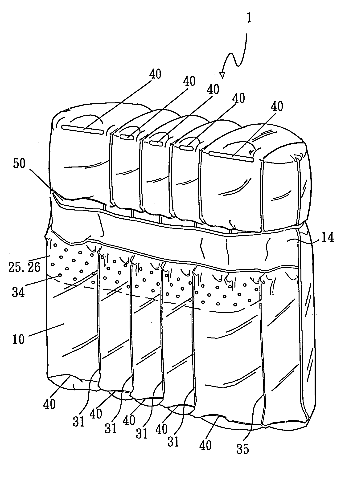 Air packing bag having film-type check valves