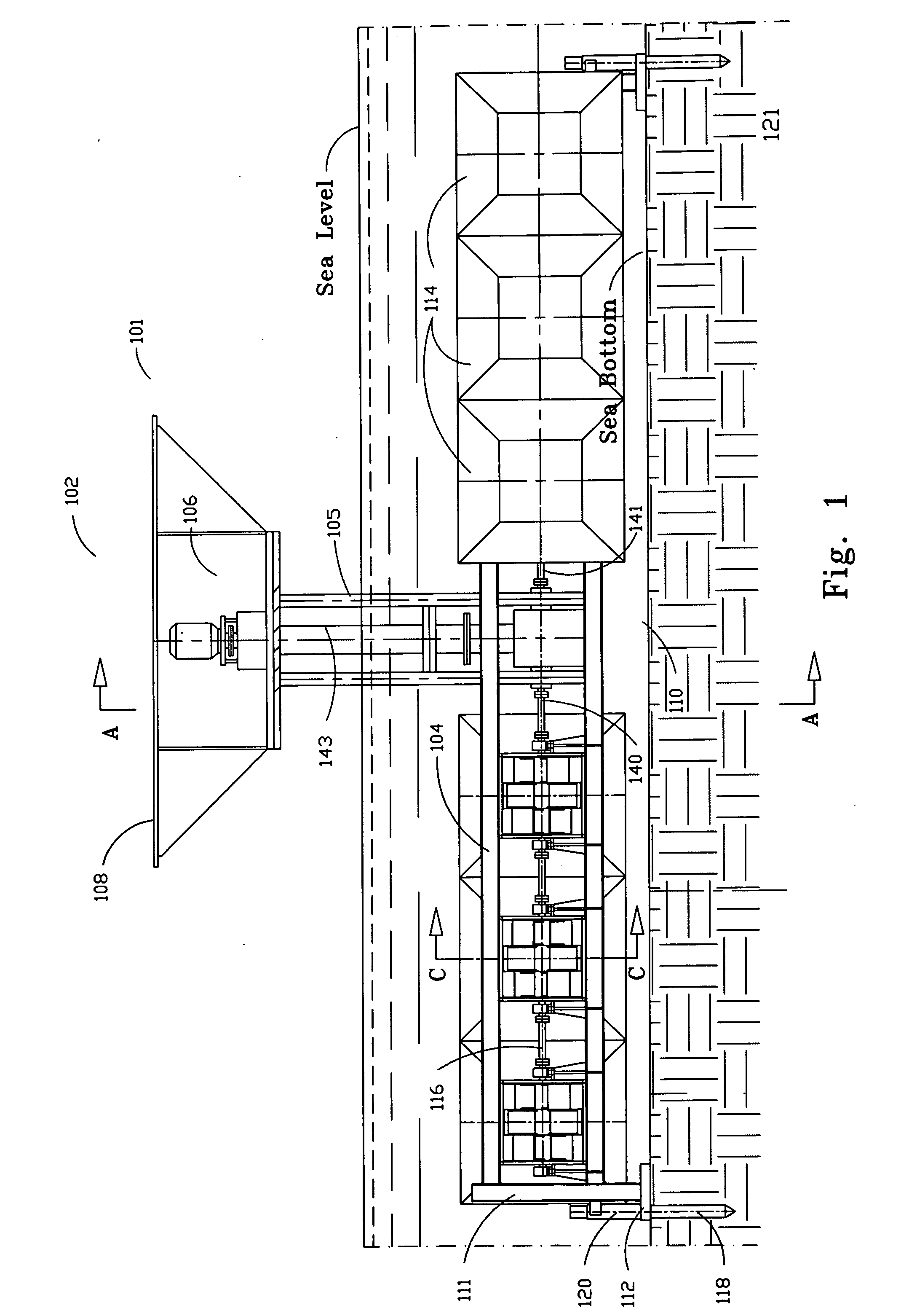 Installation for harvesting energy of tides (INET) in shallow waters