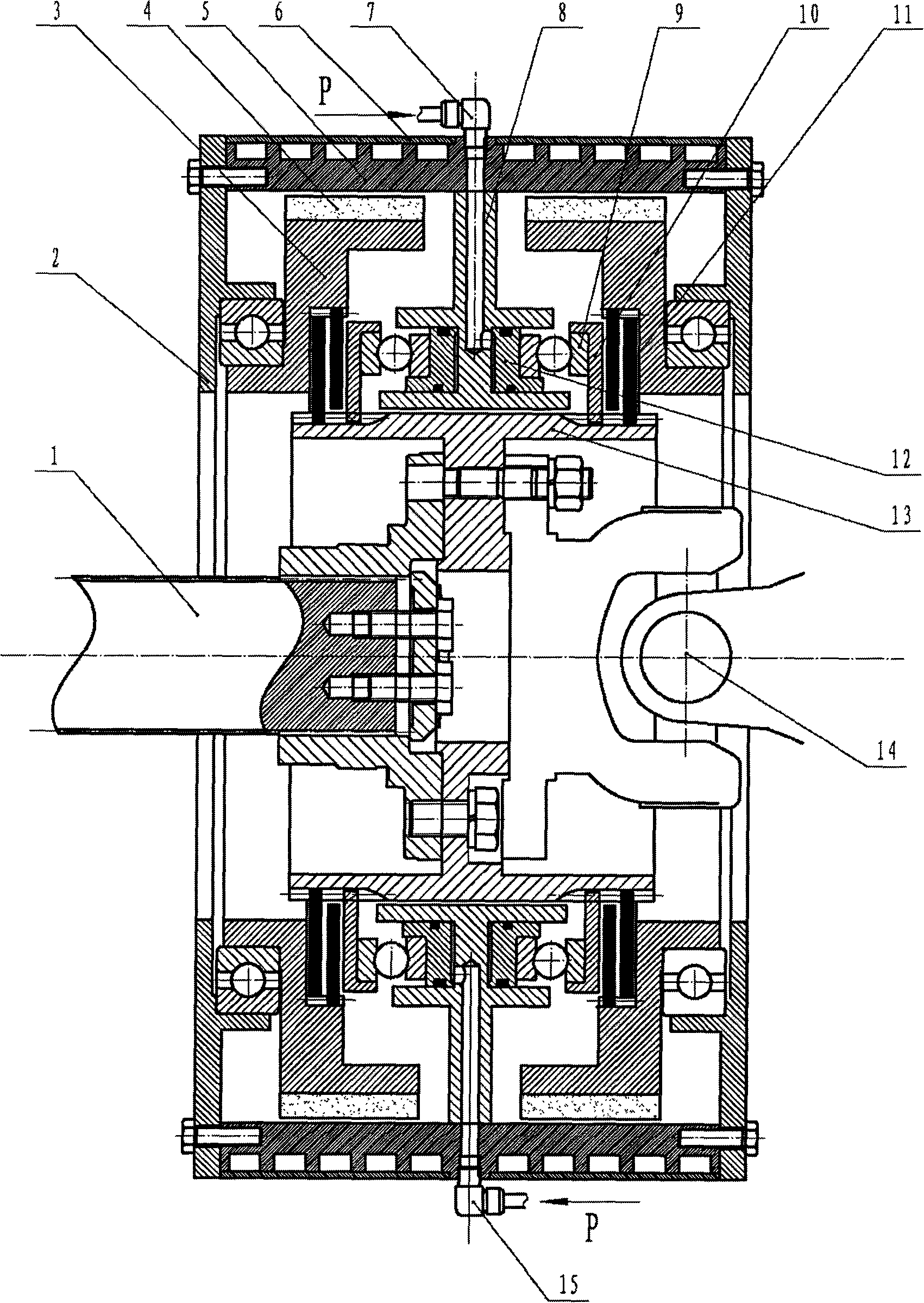 Liquid cooling permanent magnet speed inhibitor capable of stage division