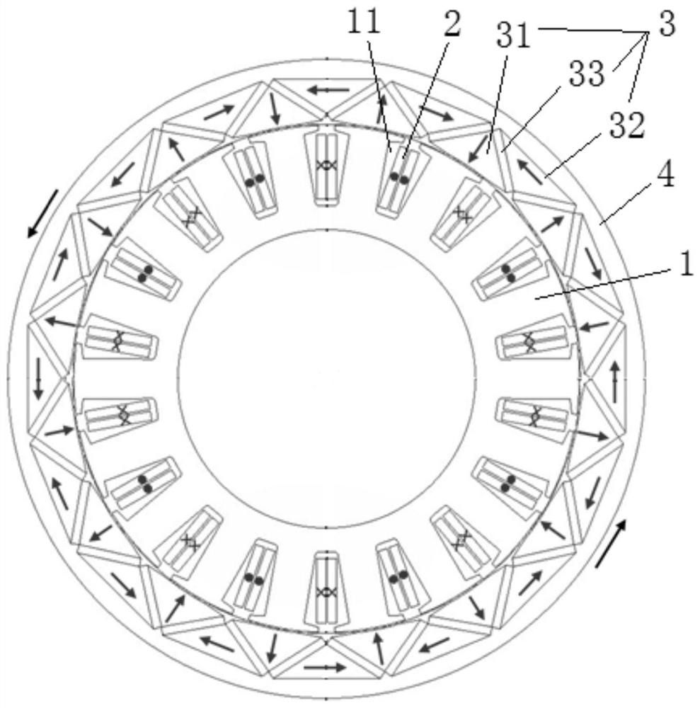 Outer rotor motor of polygonal dovetail type spliced magnetic steel structure