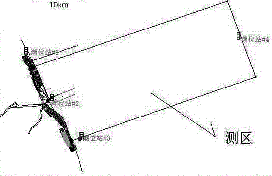 Multi-tide-level station sea way topographic survey tide level control method and water level self-recording meter fixing device