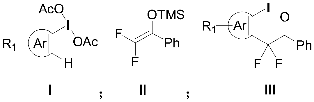 Aryl iodine compounds containing difluoromethylene at the ortho-position and preparing method thereof