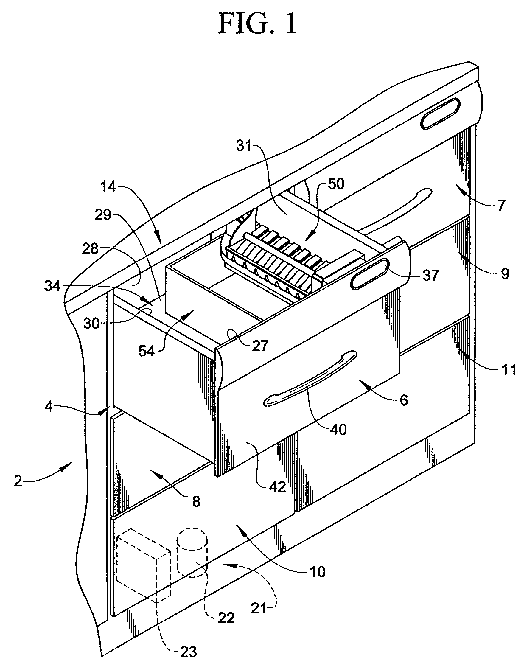 Refrigerated drawer having an icemaker