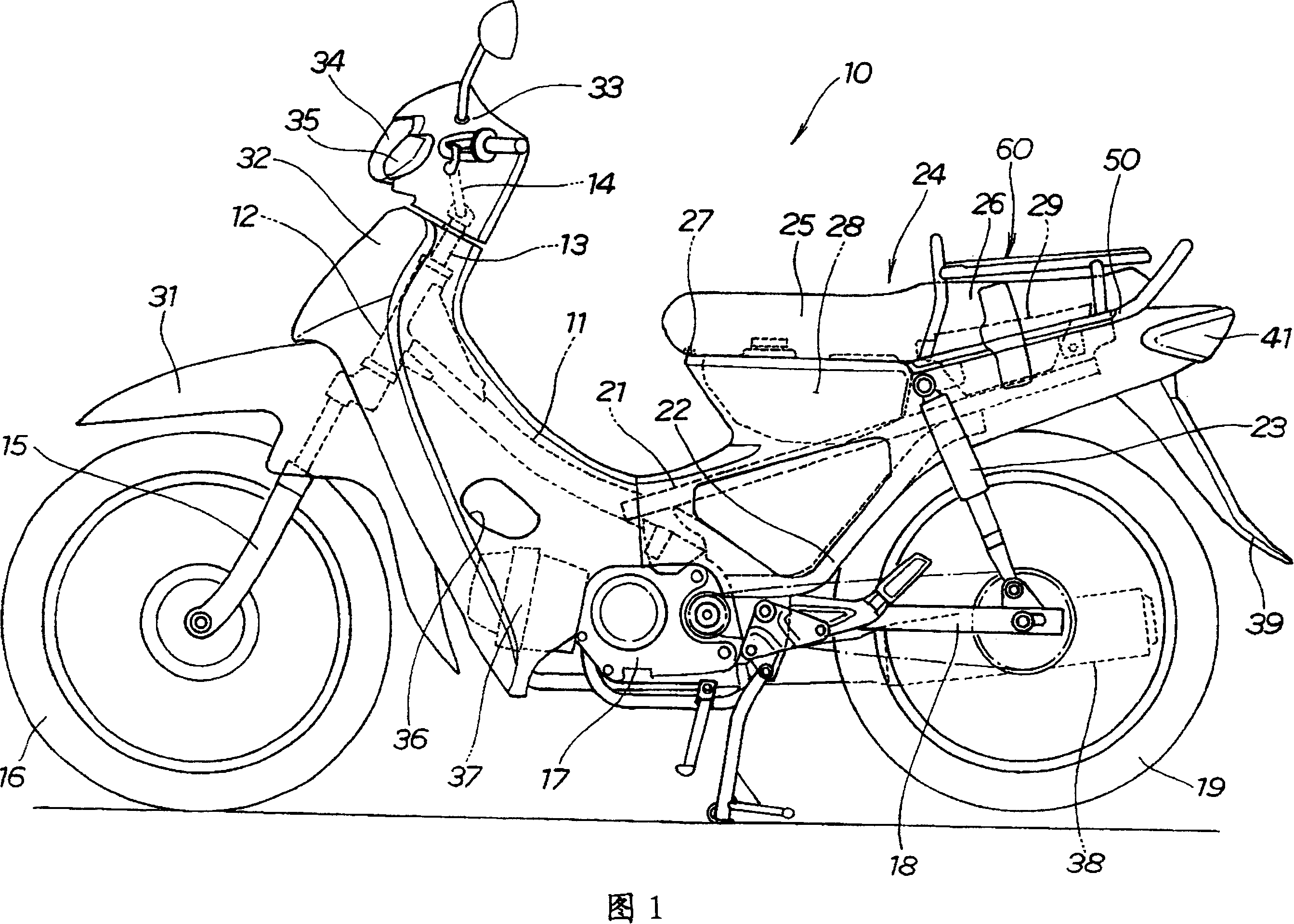 Luggage carrier mounting structure for motor-bicycle