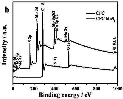 Synthesis method of 1T-phase molybdenum disulfide/carbon fiber cloth nano composite material