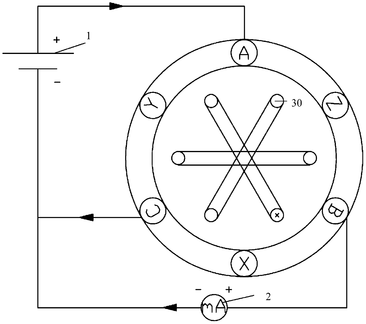 Phase sequence test method and device for three-phase asynchronous motor in nuclear power plant