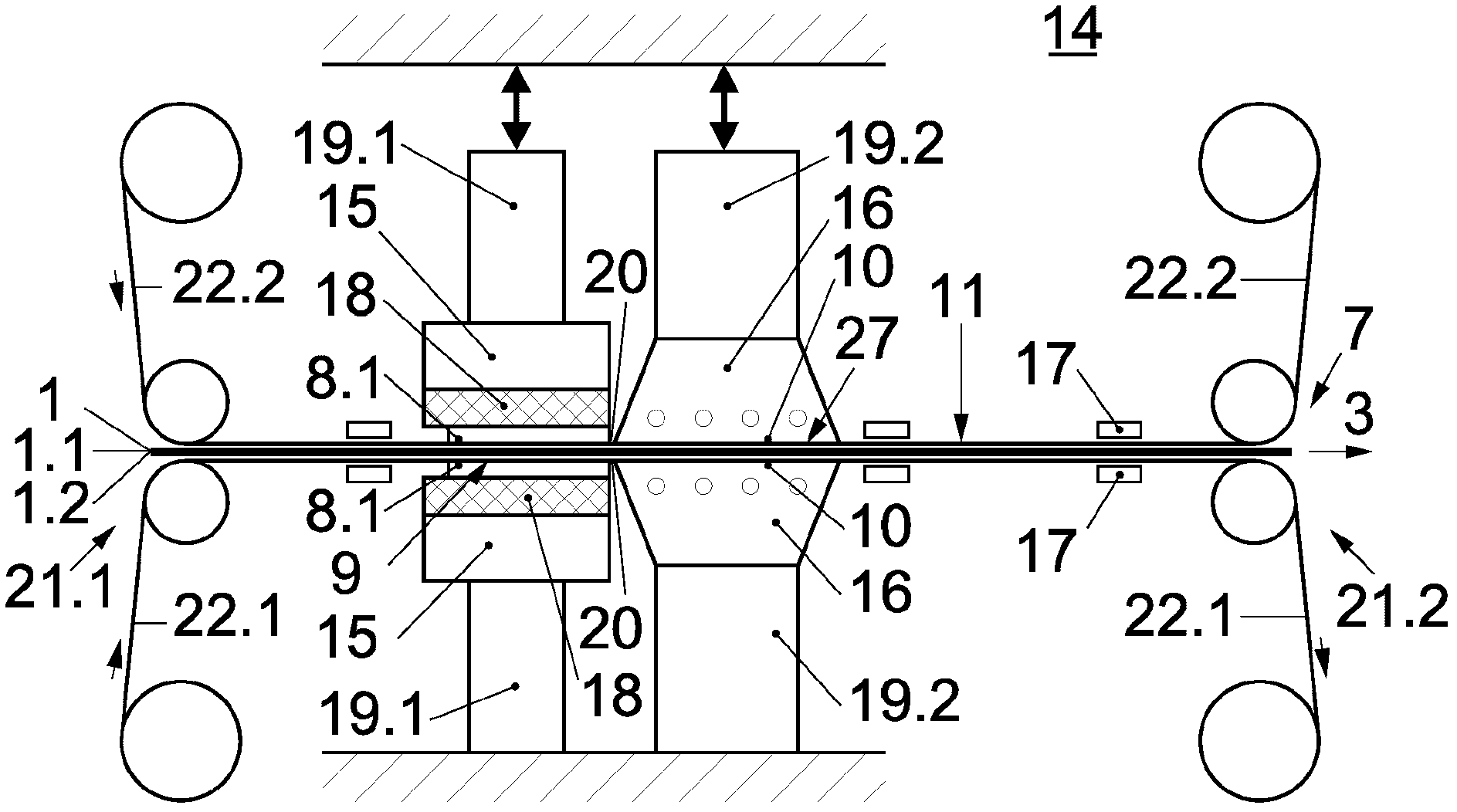 Multilayer thermoplastic laminated film arrangement and device and method for laminating