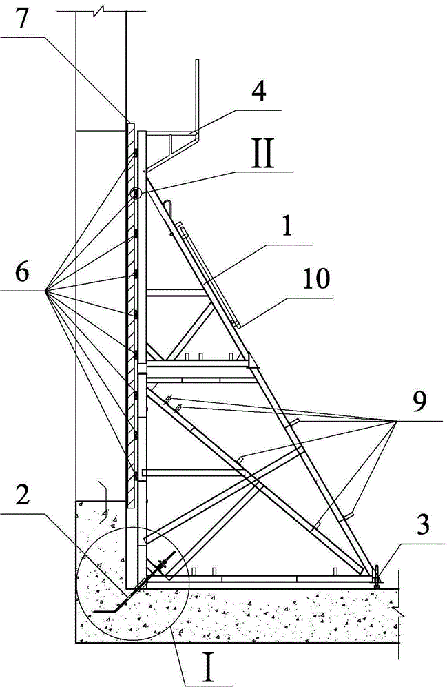 Open trench tunnel main structure tall side wall unilateral vertical mold and construction process thereof