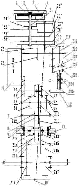 Mechanically variable and continuously variable type dual-purpose gearbox for crawler-type tractor