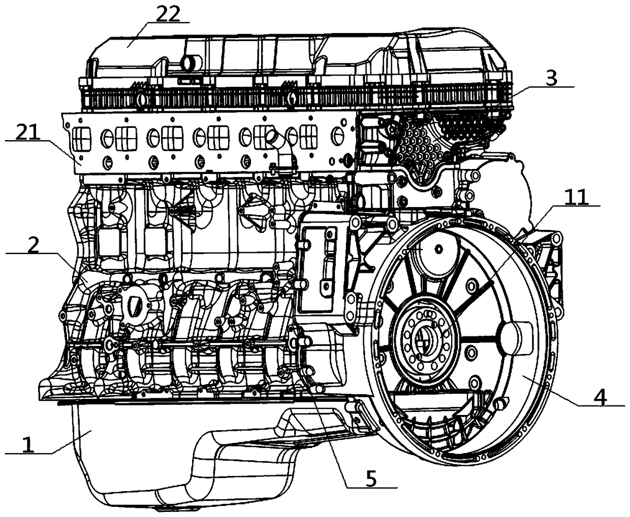 Rear-end gear chamber structure of diesel engine