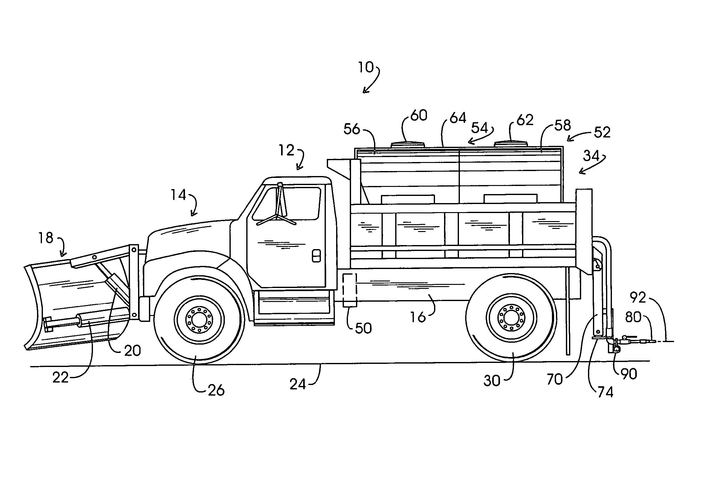 System for controlling the hydraulic actuated components of a truck