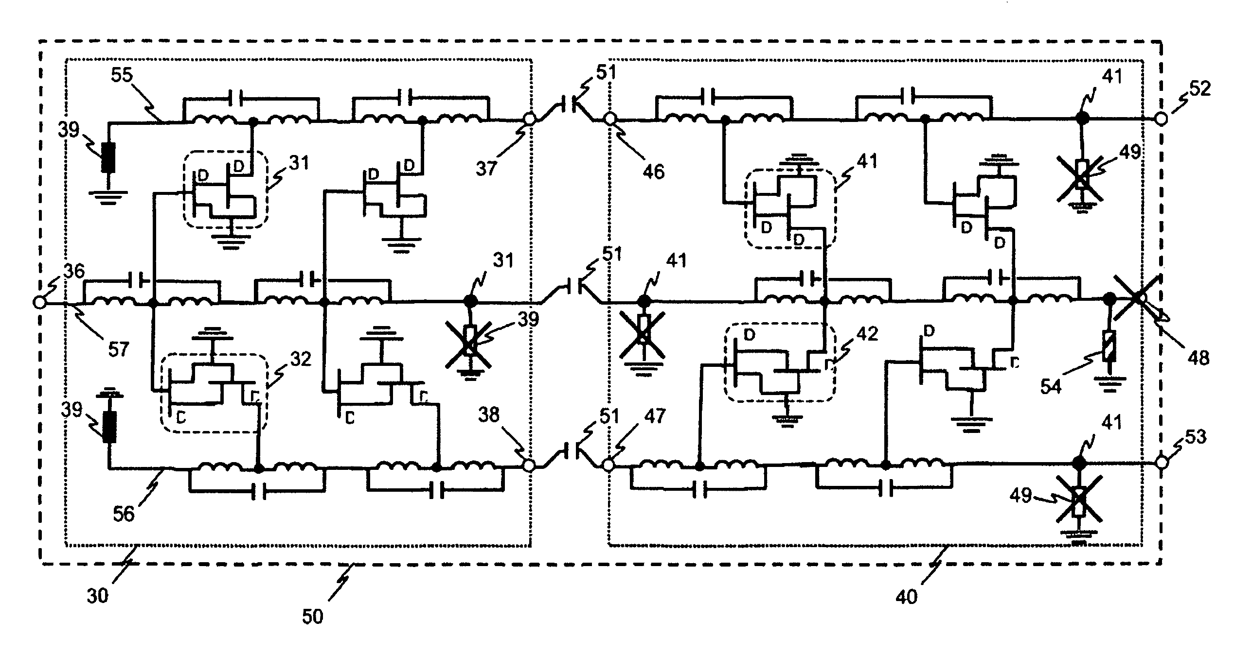 Broadband reciprocal active balun structure