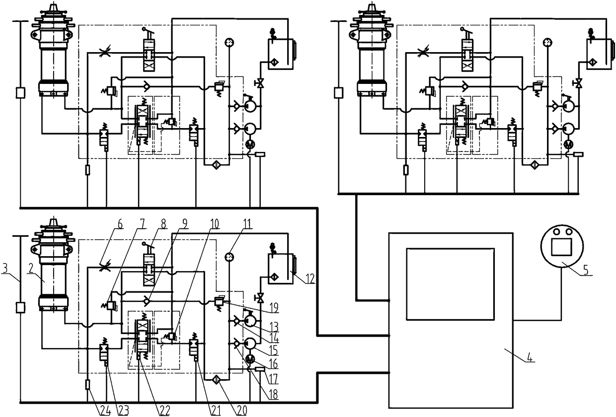 Multi-station synchronous lifting control system and operation method for aircraft takeoff and landing