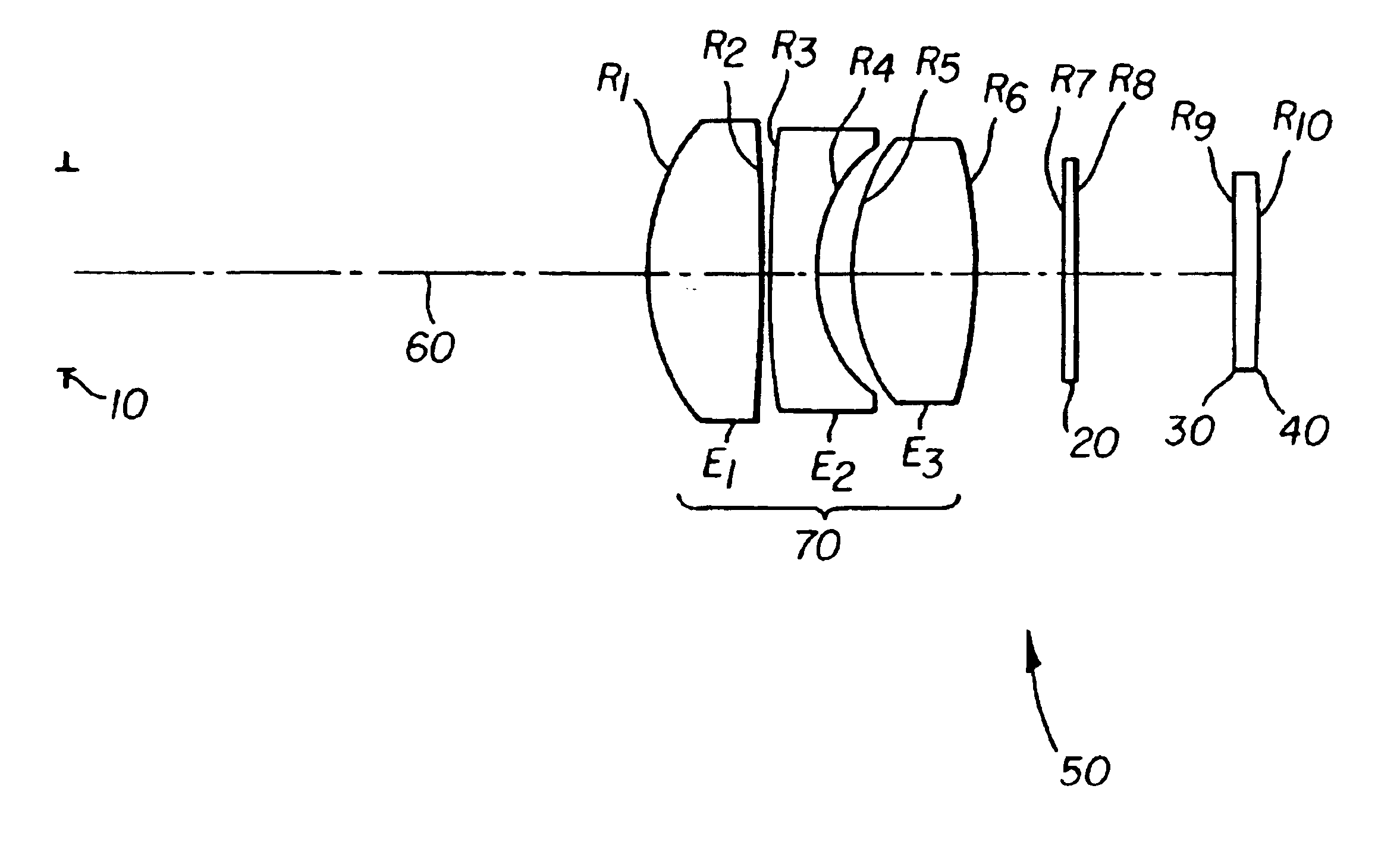 Optical magnifier suitable for use with a microdisplay device