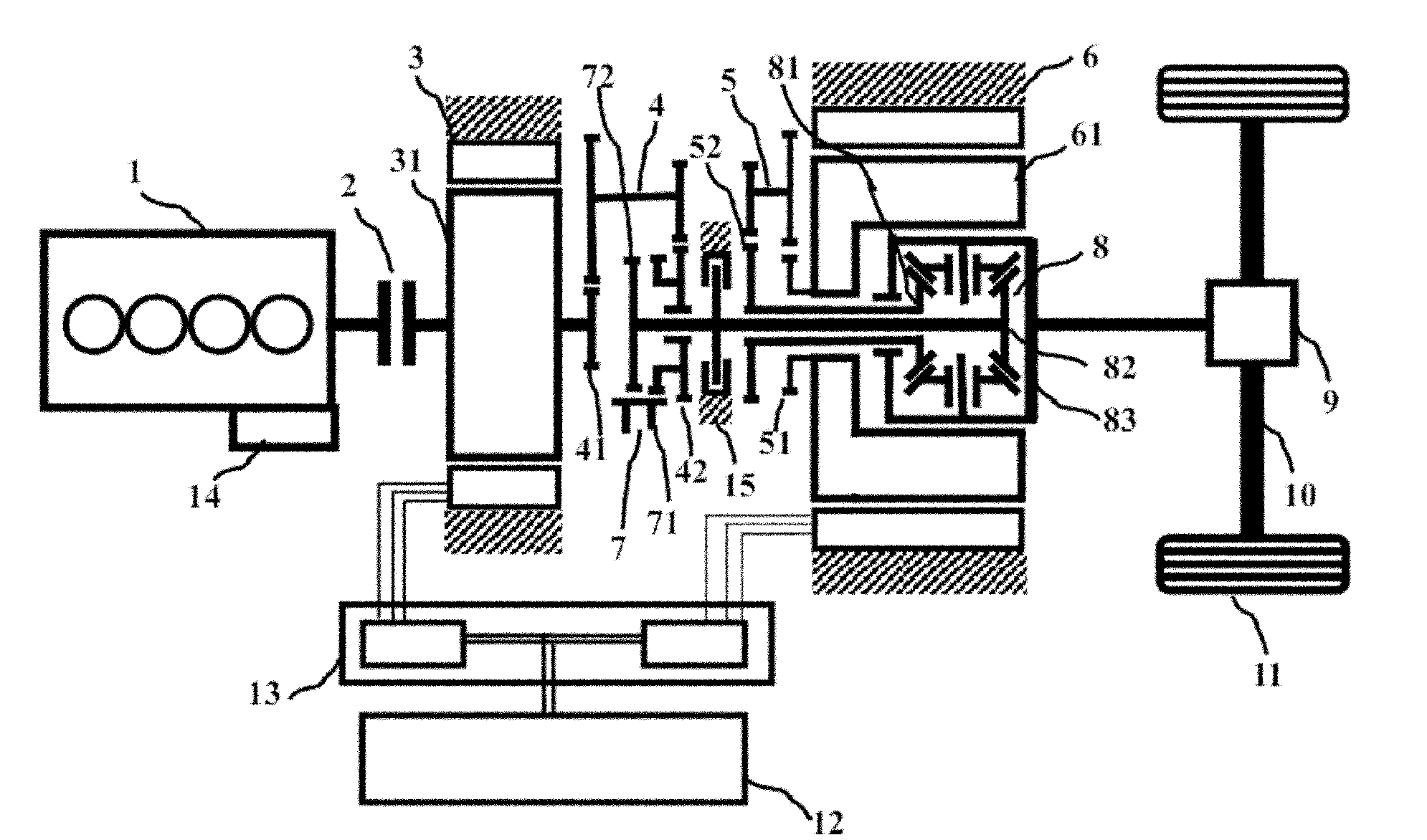 Four-die stepless speed change series-parallel hybrid power driving system