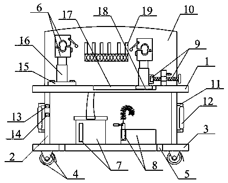 Crankshaft polishing support device with self-cleaning function