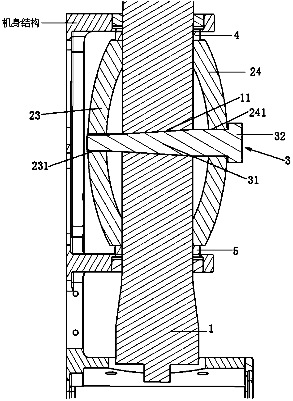 Axial force eliminating mechanism of direct-connection steering engine