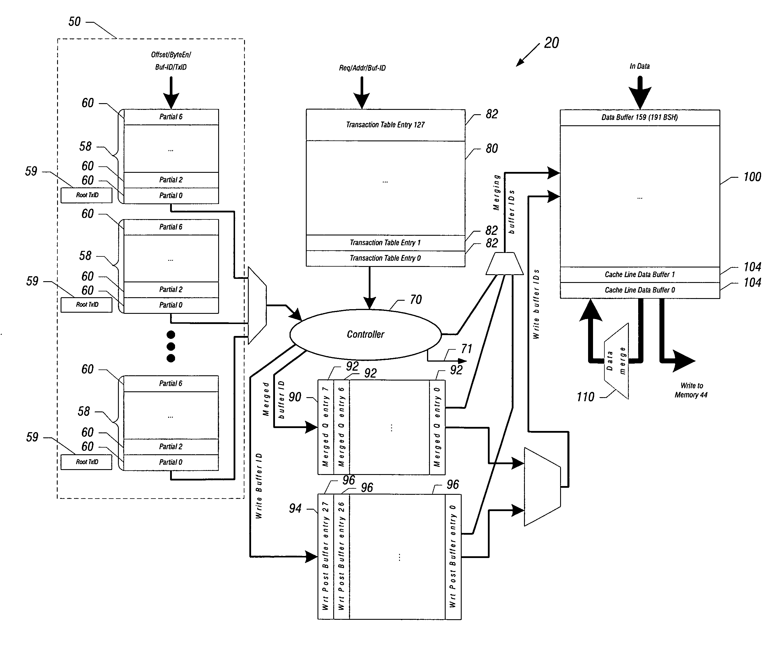 Technique and apparatus for combining partial write transactions