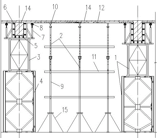 Supporting method of concrete ultrahigh heavy beam and laminated slab combined structure