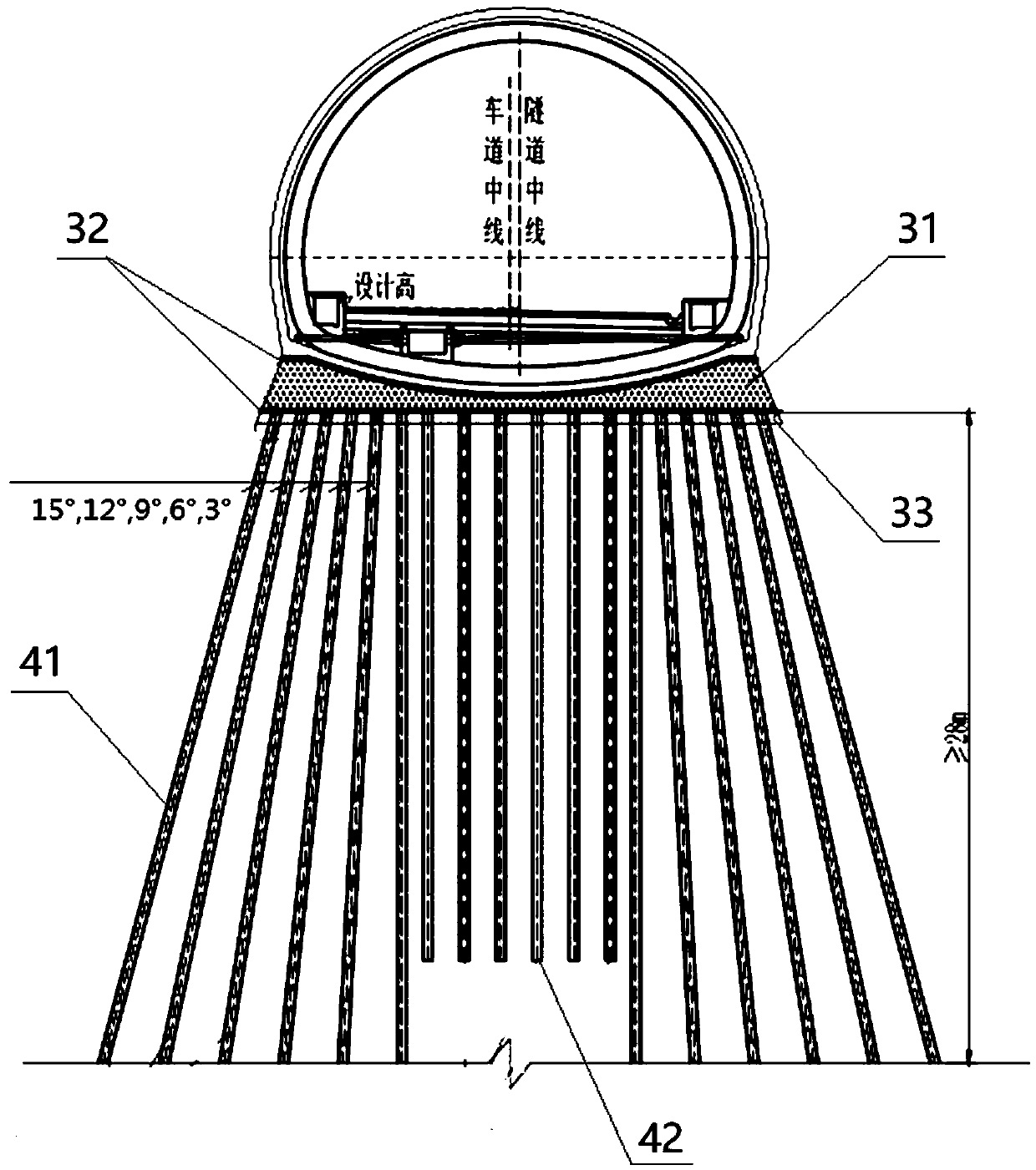 Large filling type karst cave geological tunnel foundation reinforcing structure and construction method thereof