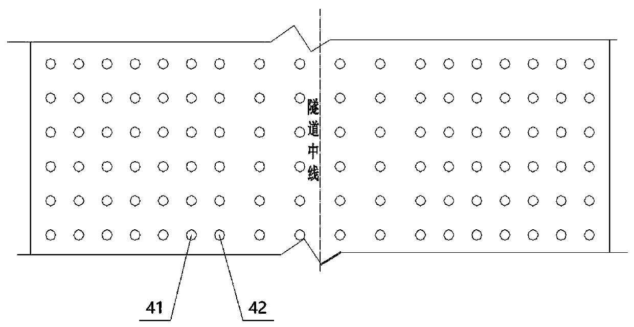 Large filling type karst cave geological tunnel foundation reinforcing structure and construction method thereof