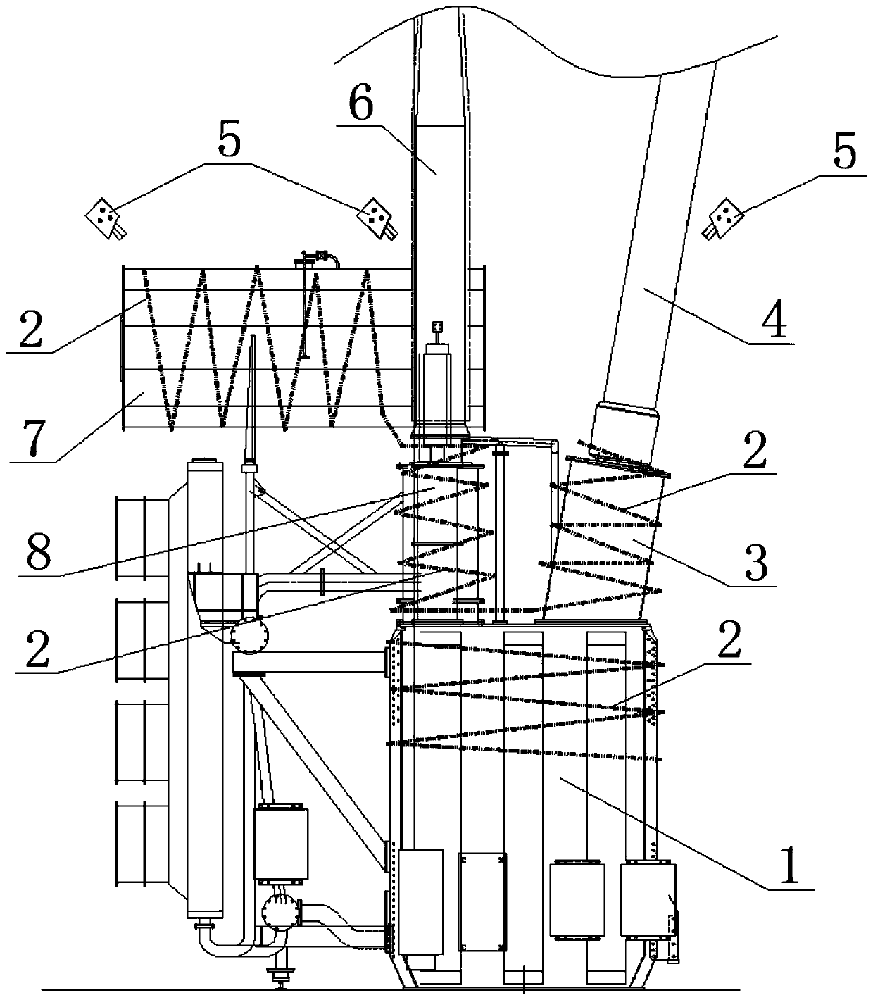 Converter transformer fire fighting monitoring system and method