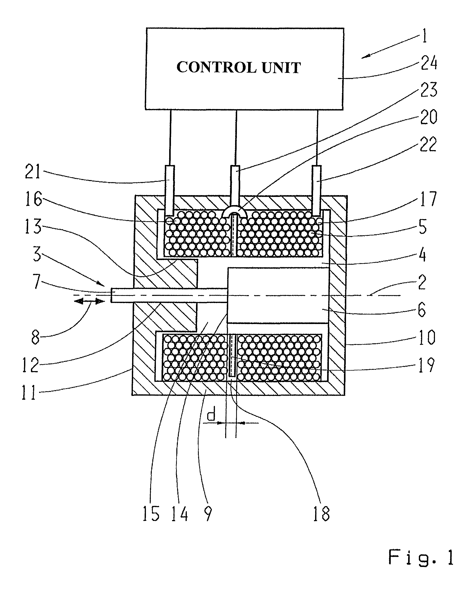 Electromagnetic actuating device with ability for position detection of an armature