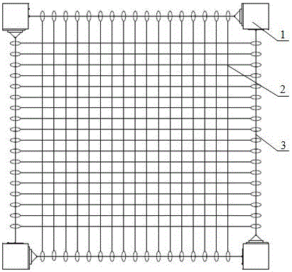 Space rope net capturing system based on recombining rope system formation flying