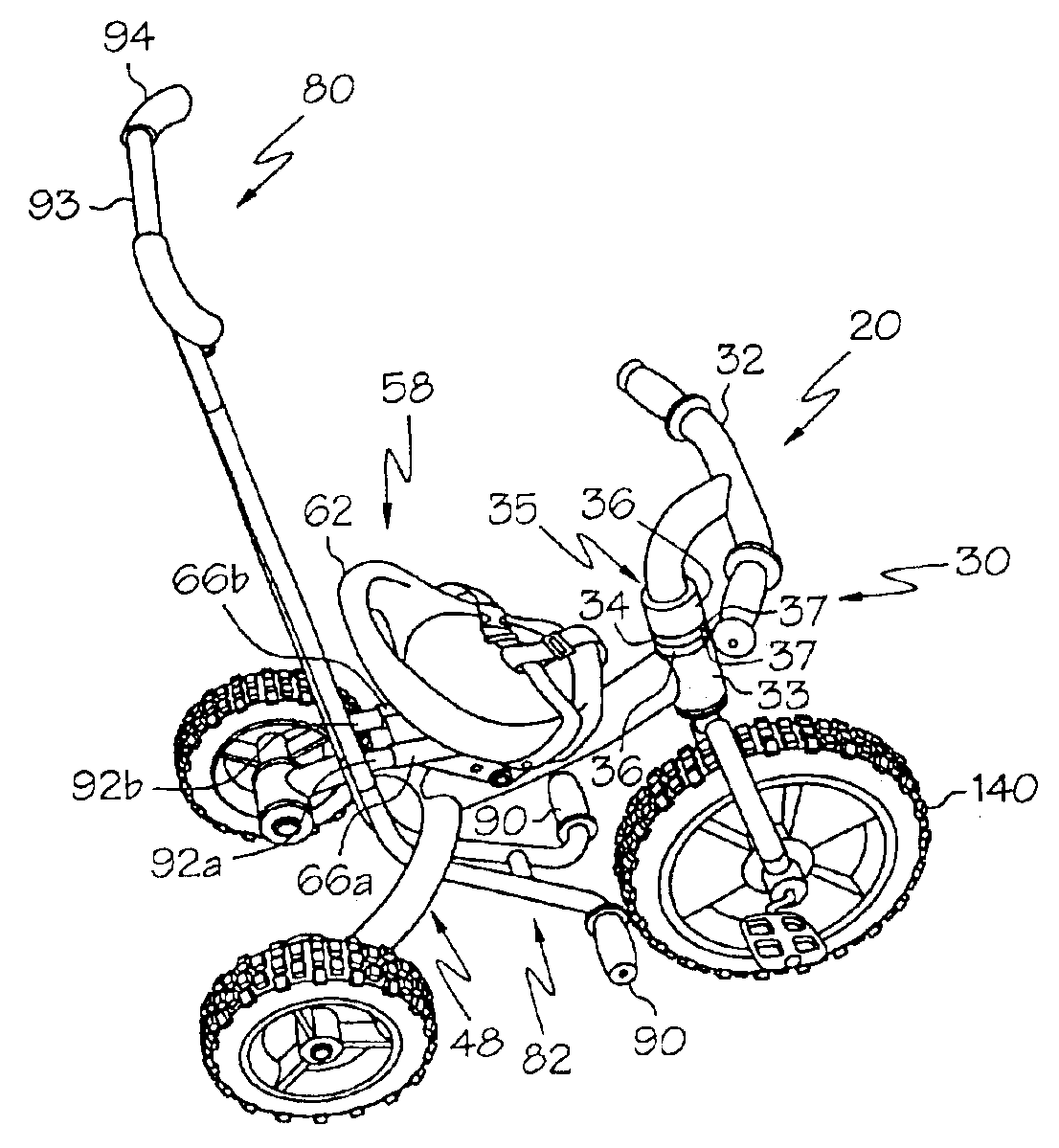 Tricycle and guide handle