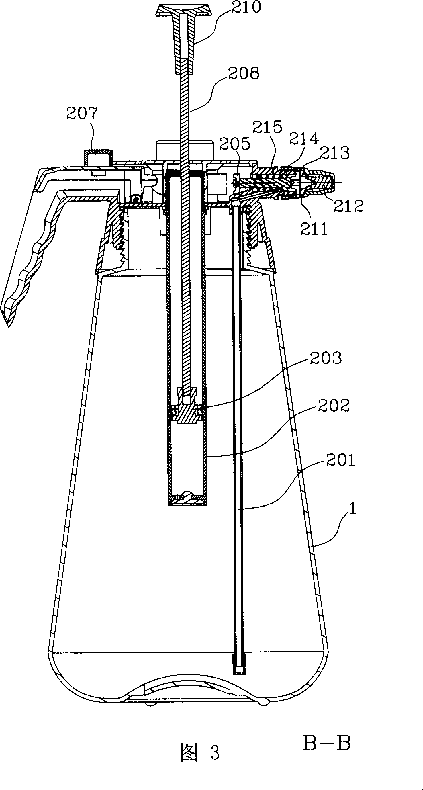 Sterilizing spraying device and medicinal box special for the same