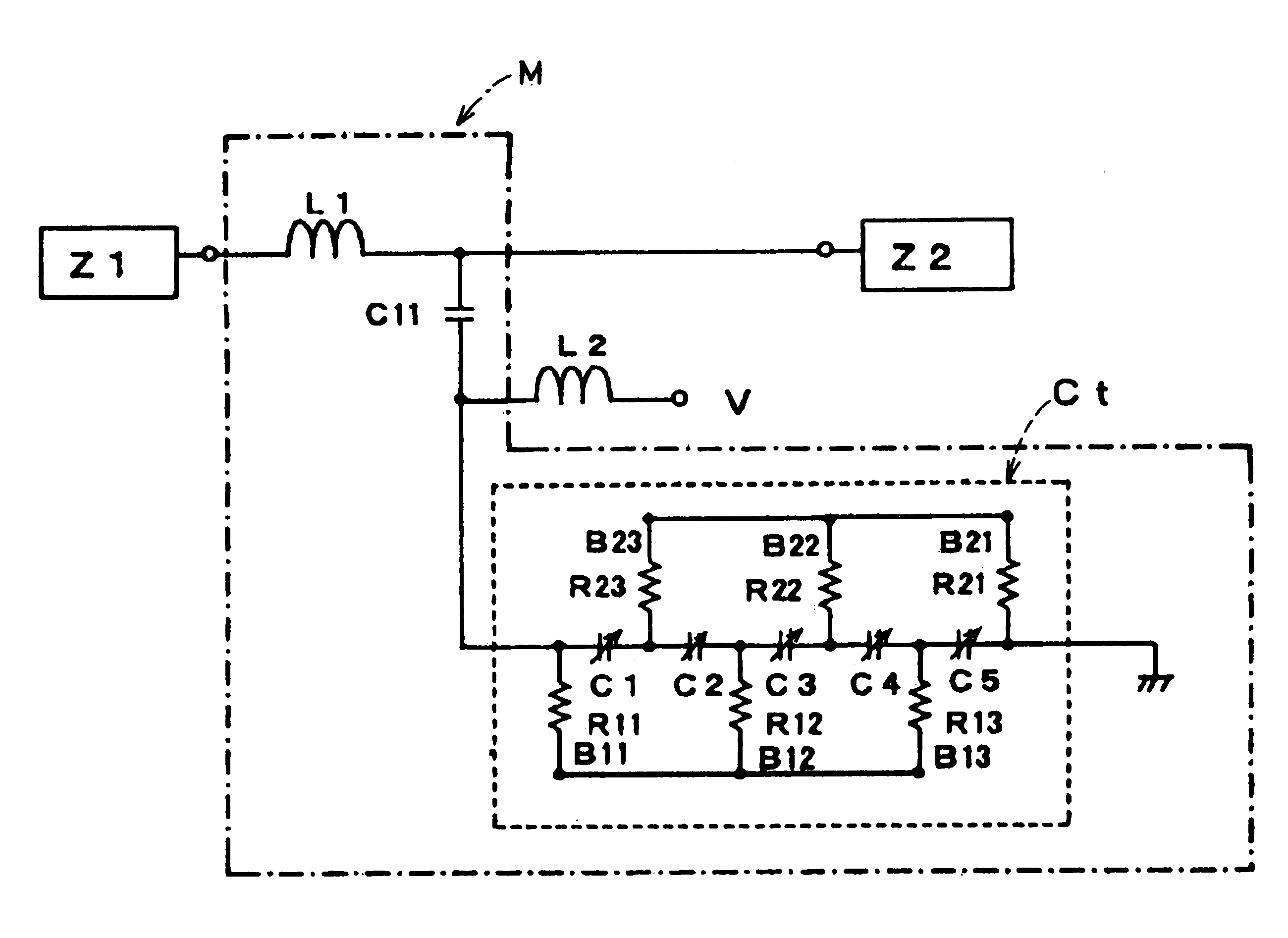 Variable matching circuit, variable resonance circuit, variable phase-shifting circuit and variable attenuation circuit each having variable-capacitance capacitor