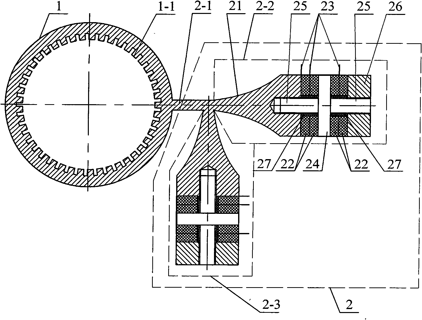 Orthogonal transducer type cylindrical traveling-wave ultrasonic motor vibrator