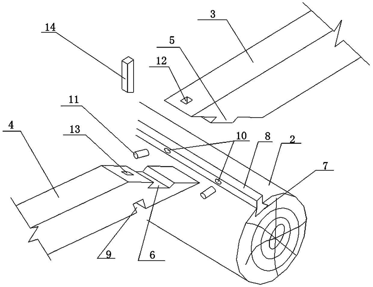 Method for repairing and strengthening slanting rafter and purlin joint of ancient building