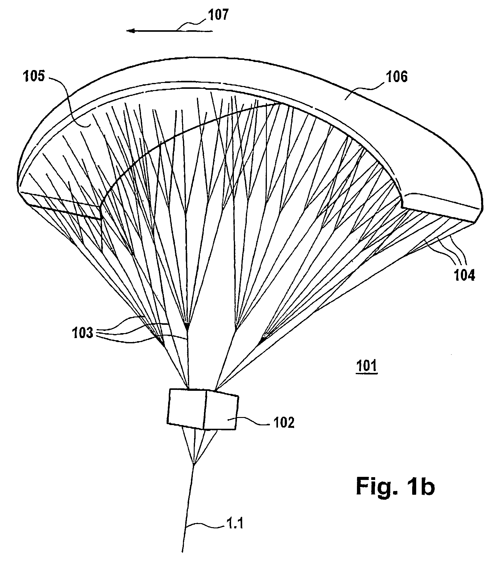 Positioning device for a free-flying kite-type wind-attacked element in a wind-powered watercraft