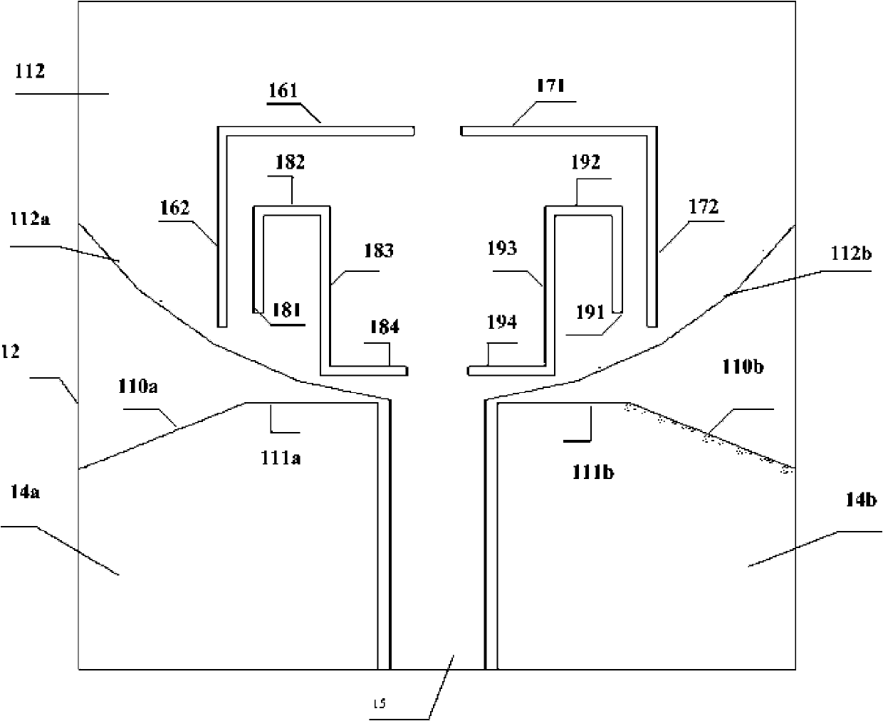 Ultra-wideband trapped wave antenna with good rectangular degree and controllable stop band bandwidth