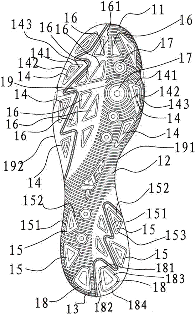 Design method of grip football shoe outsoles and grip football shoe outsoles