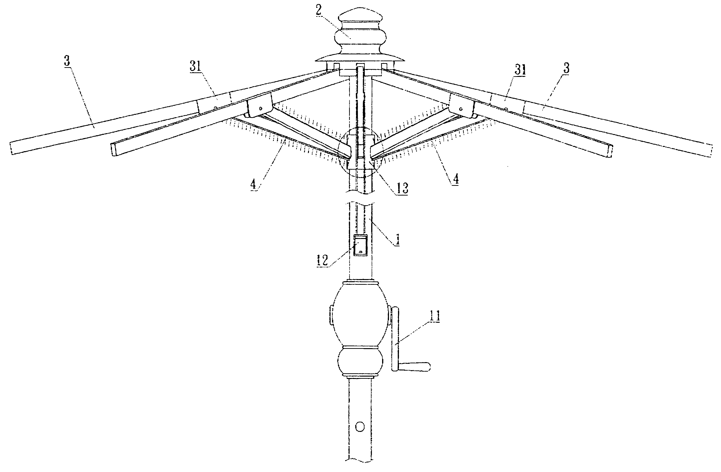 Outdoor umbrella structre concurrently having illumination and decoration functions